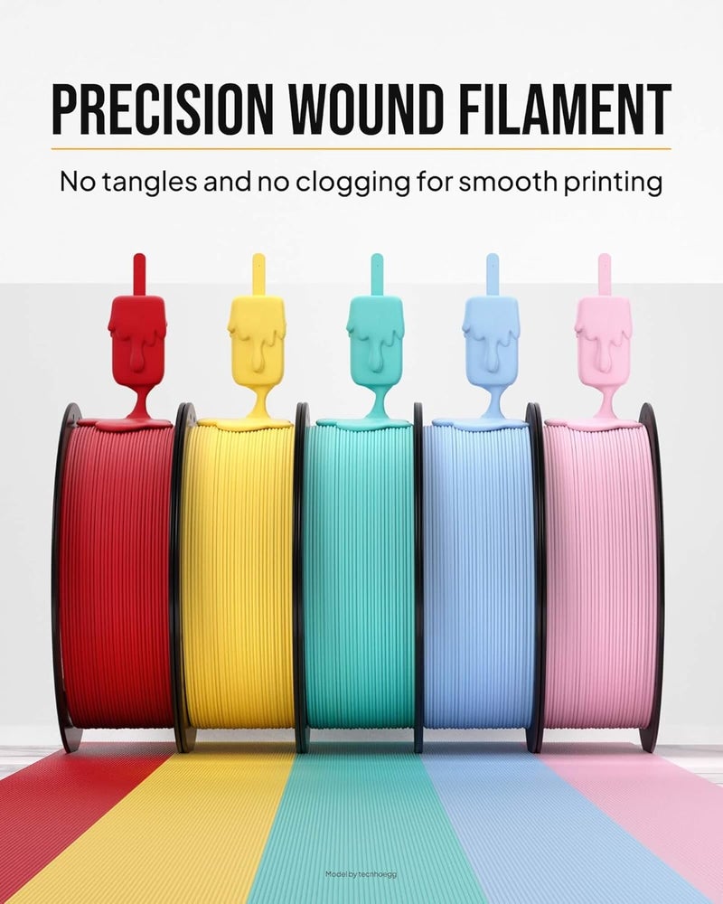 ELEGOO Matte PLA Filament 1.75mm Bundle 4KG, 3D Printer Filament High Precision, 4pcs 1kg Spool (2.2lbs) Fits for Most FDM 3D Printers Navy Blue/Ruby Red/Mint Green/Sunshine Yellow - Image 4